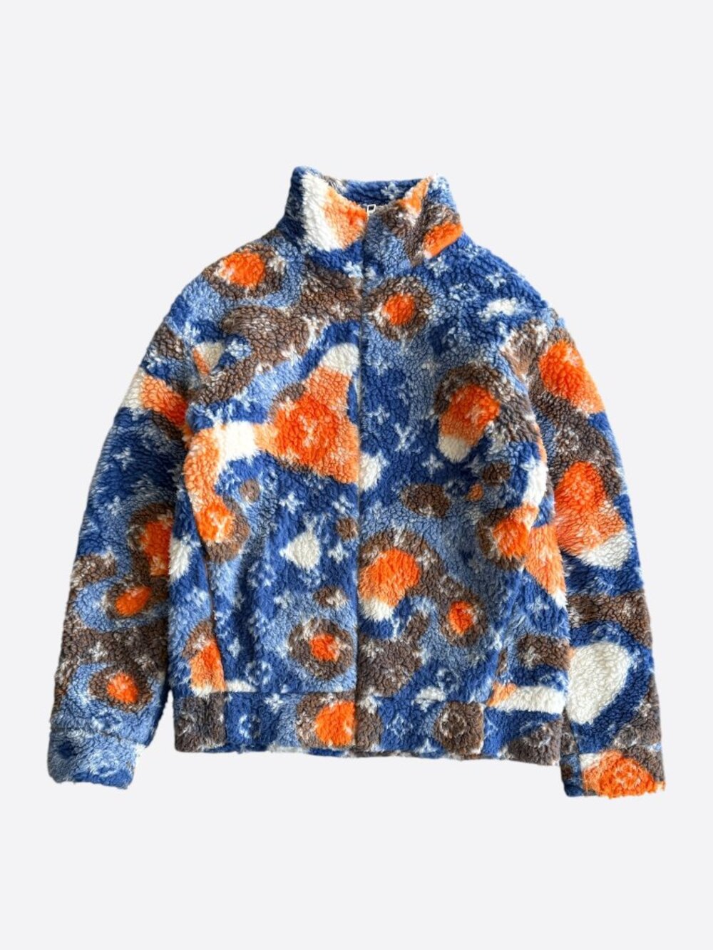 Louis Vuitton Blue & Orange Camo Monogram Fleece Zip Up Jacket